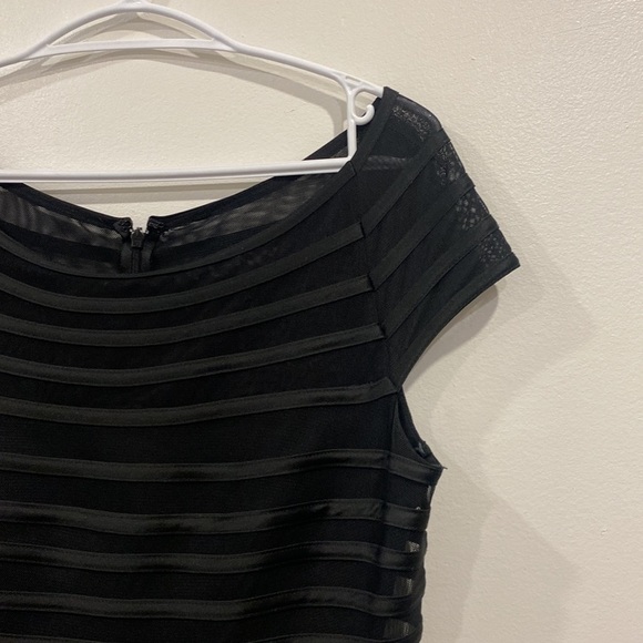 Betsy & Adam Cap Sleeve Fit and Flare Mesh Overlay Dress - Picture 4 of 13